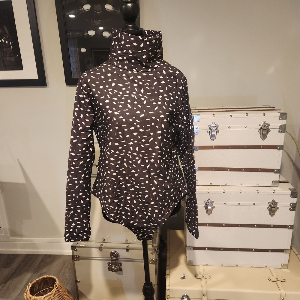 Black and White Polka Dot Turtleneck Top
